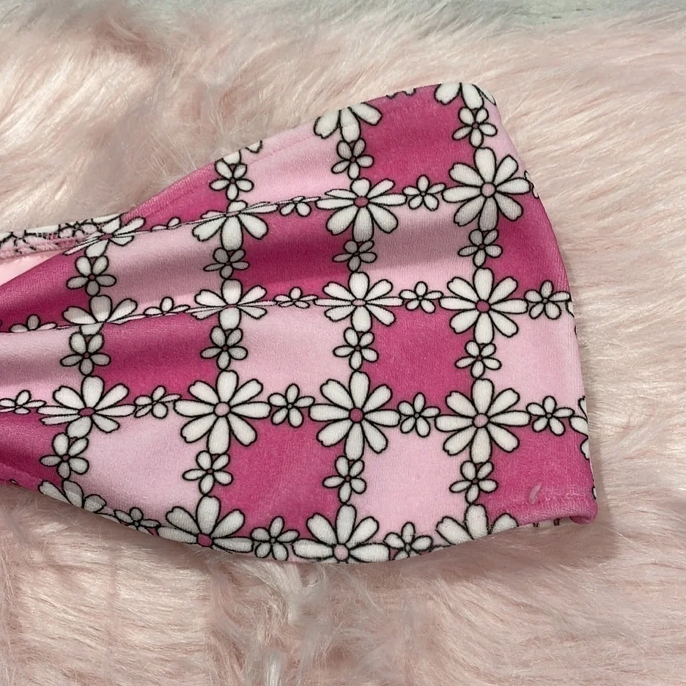 NWT Frankie's Bikini Floral Pink Jeanette Terry Strapless Bikini Top